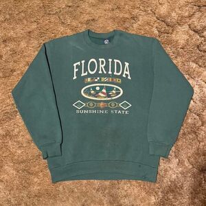 Vintage Florida Crewneck Sweatshirt Green Large